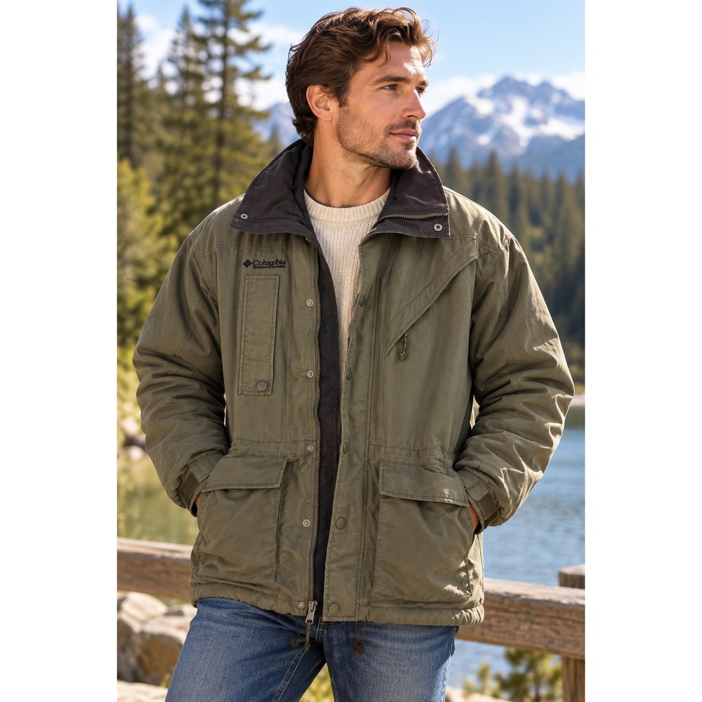 Vintage Columbia Sportswear Men's Sz L Olive Green Insulated Field Jacket